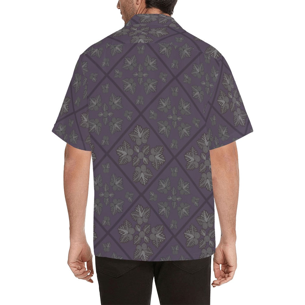 Ulu Quilt Design - Menʻs Aloha Shirt Queenʻs Purple & Gray Hawaiian Shirt