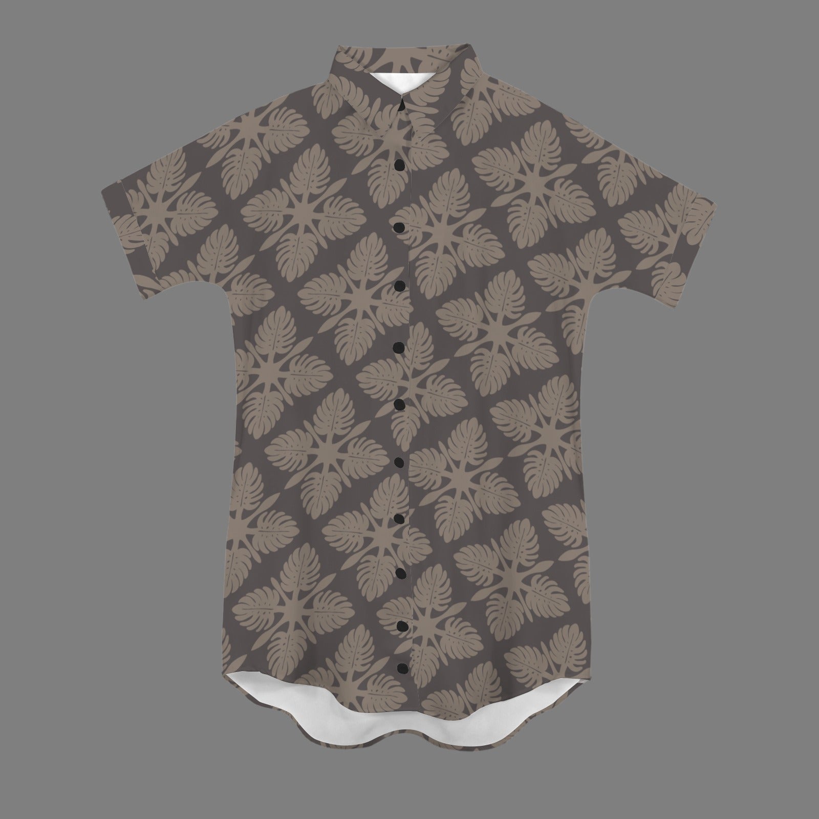 Nani 2.0 Dress in Monstera Kapa Kuiki - Taupe and Charcoal