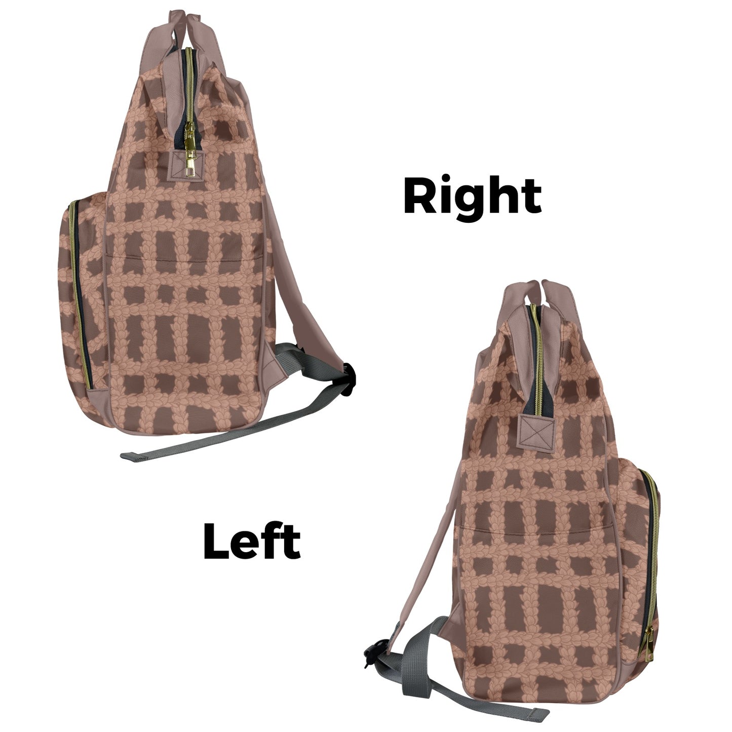 Pakalana Lei Palaka Hawaiian Print Multi-Function Backpack 2.0 - Mocha and Taupe