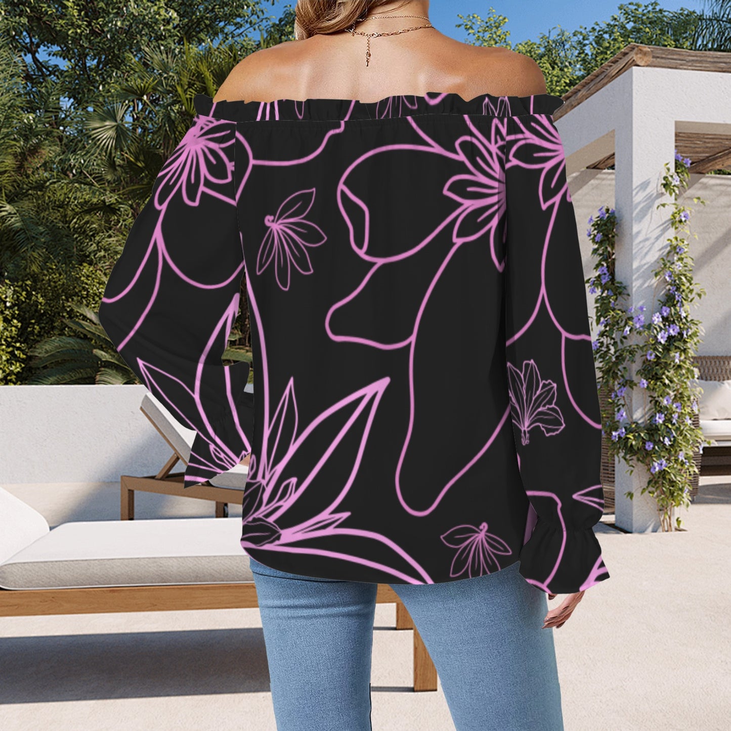Kamalei Blouse in Naupaka - Black and Pink