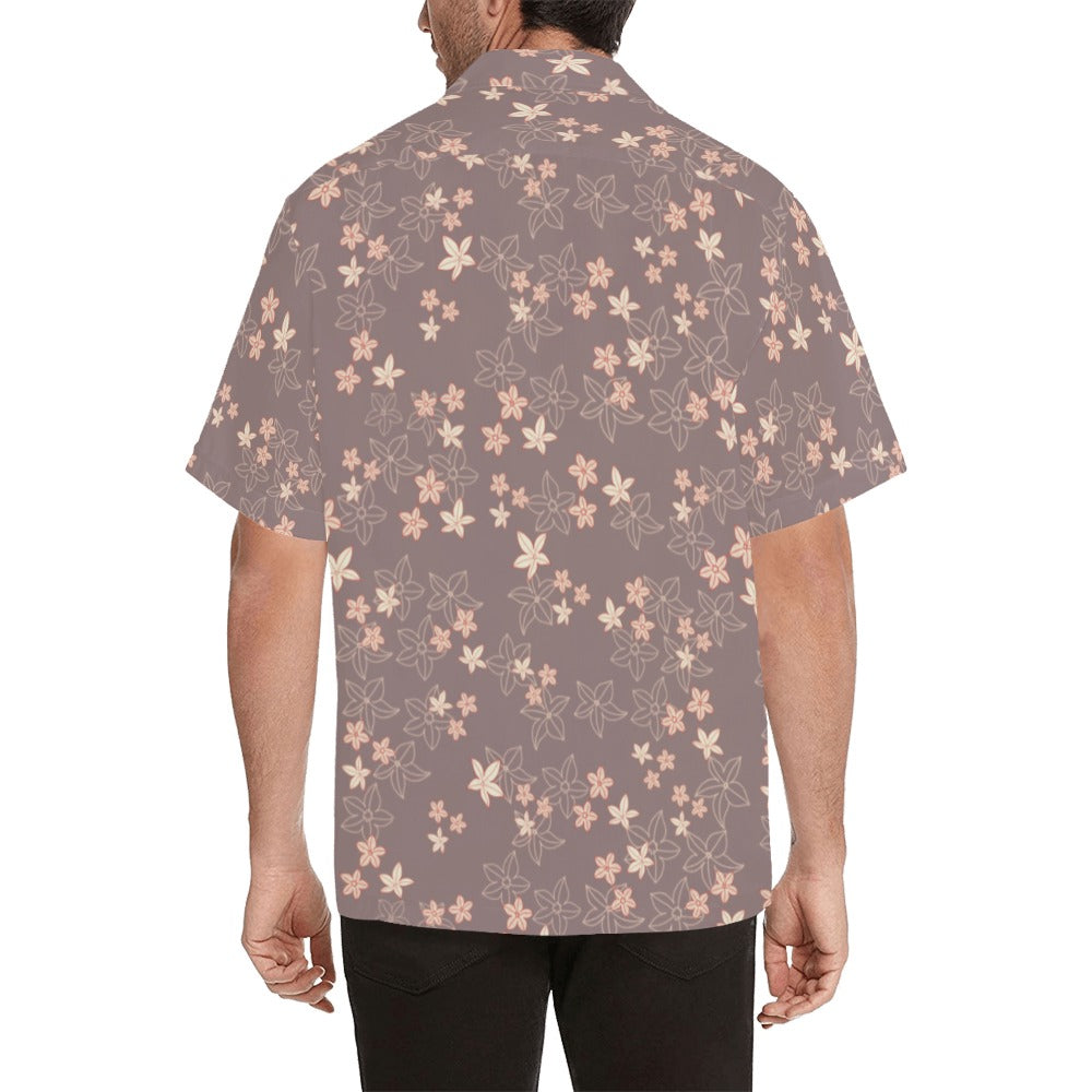 Pua 'Ala Hawaiian Print Menʻs Aloha Shirt - Mocha and Pink