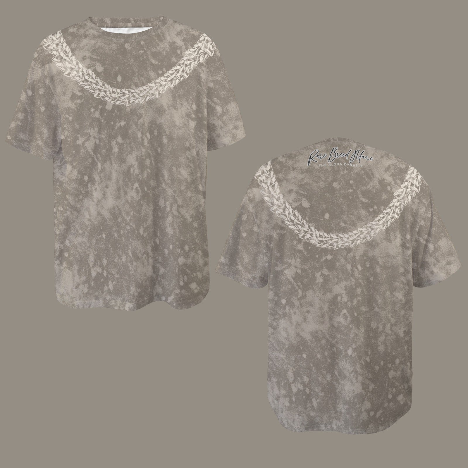 Oversized Vintage Wash Graphic T-shirt | Hawaiian Lei Tee, Smokey Taupe - Ni'ihau Shell Lei