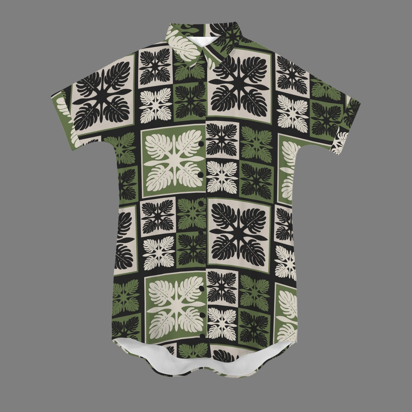 Nani 2.0 Monstera Kapa Kuiki Block Print Dress - Green