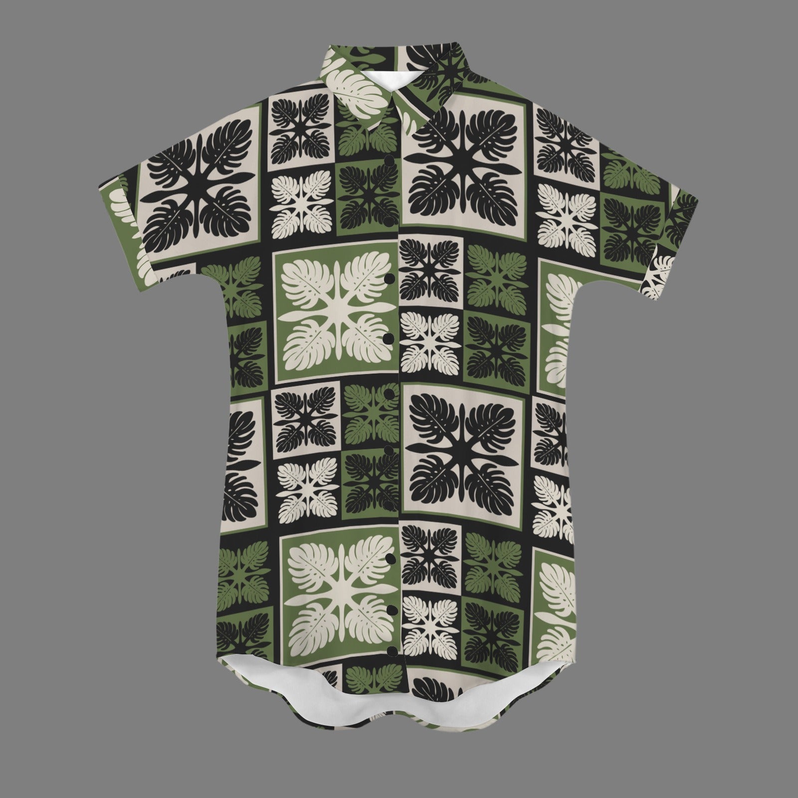 Nani 2.0 Monstera Kapa Kuiki Block Print Dress - Green