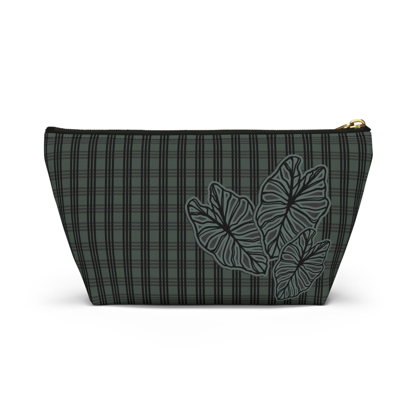 Kalo and Palaka Hawaiian Print - Accessory Pouch w T-bottom (Teal)