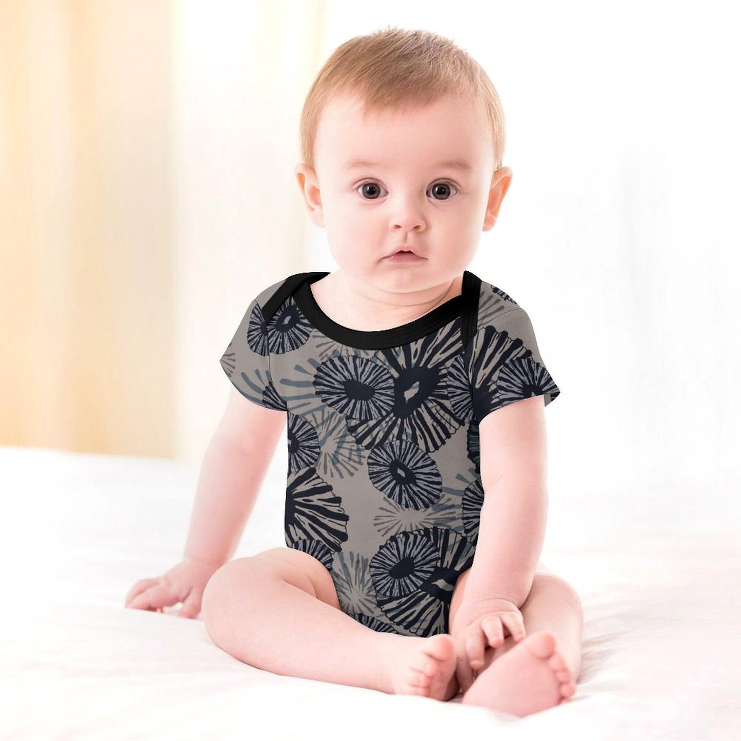 'Opihi Hawaiian Print Baby Onesie - Slate Blue and Gray