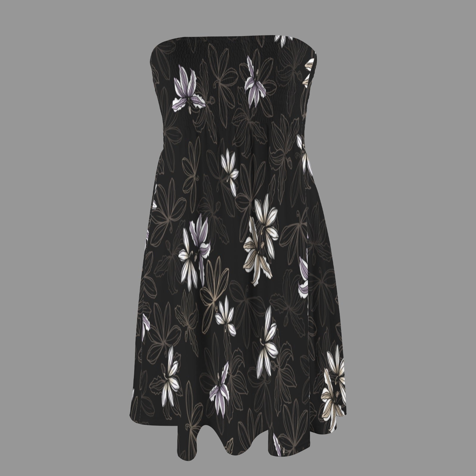 Hauʻoli Strapless Tube Dress - Naupaka - Taupe and Lavender