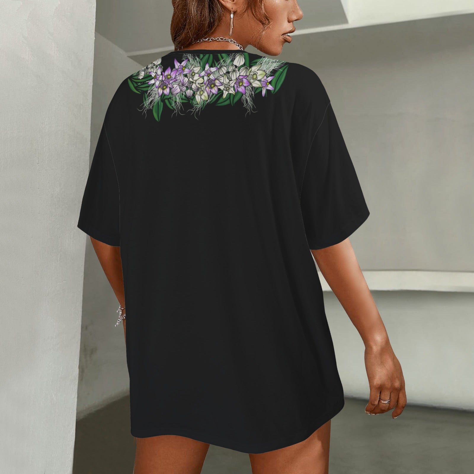 Oversized Hawaiian Lei Graphic T-Shirt | Crownflower and Maile Lei