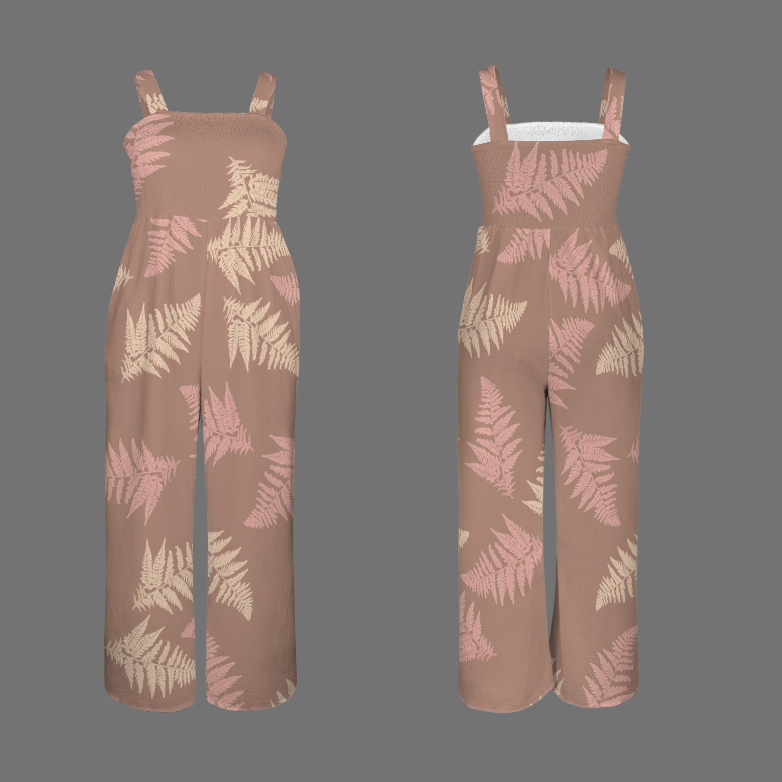 Kilihau Jumpsuit in Hawaiian Fern Mocha and Mauve