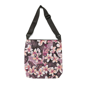 Plumeria Hawaiian Tropical Print Pink Adjustable Tote Bag