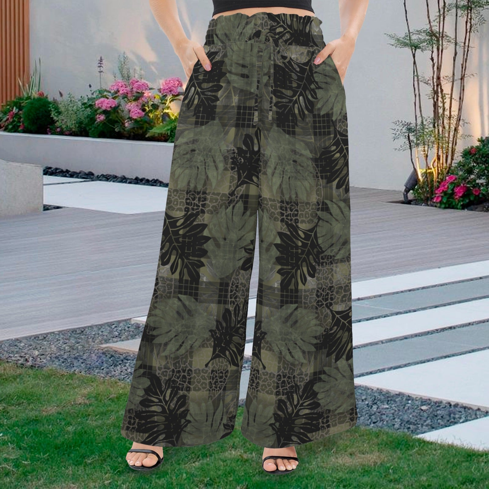 Ulu and Palaka Makamae Wide Leg Pants - Green and Black