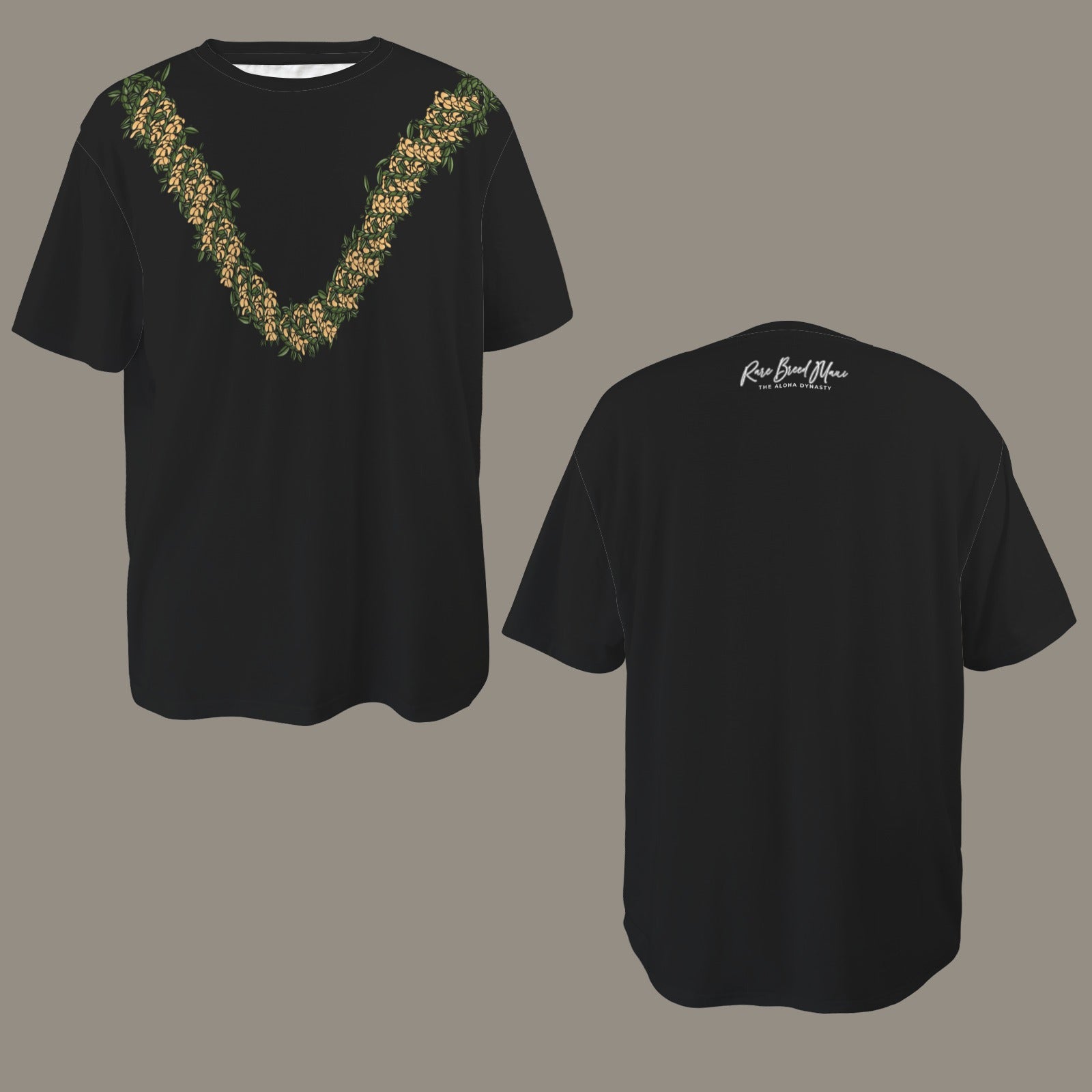 Oversized Hawaiian Lei Graphic T-Shirt | Puakenikeni and ti-leaf Poepoe Style