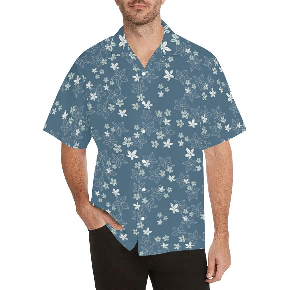 Pua ʻAla Hawaiian Print Menʻs Aloha Shirt - Blue