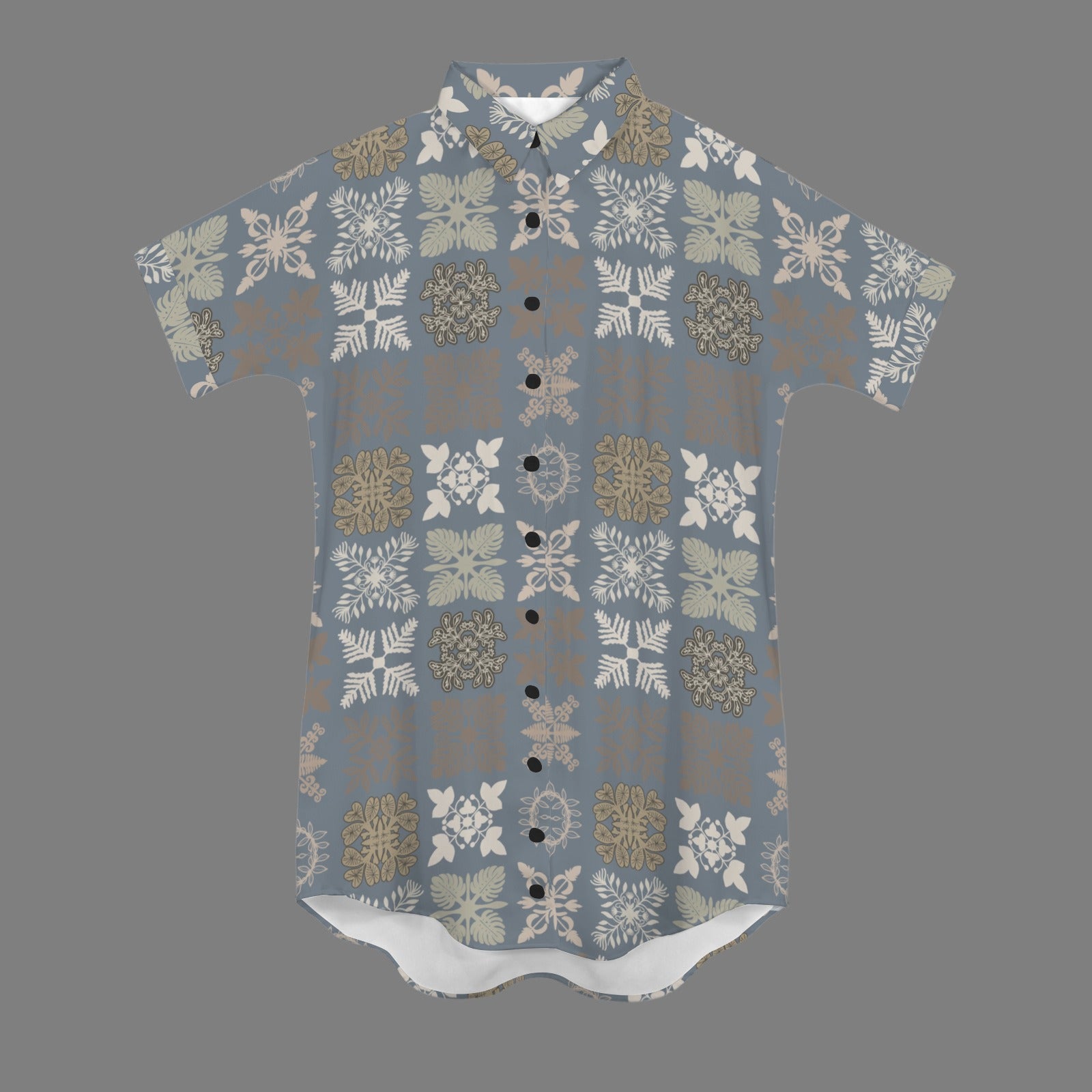 Kapa Kuiki Quilt Nani 2.0 Shirt Dress - Blue & Gray