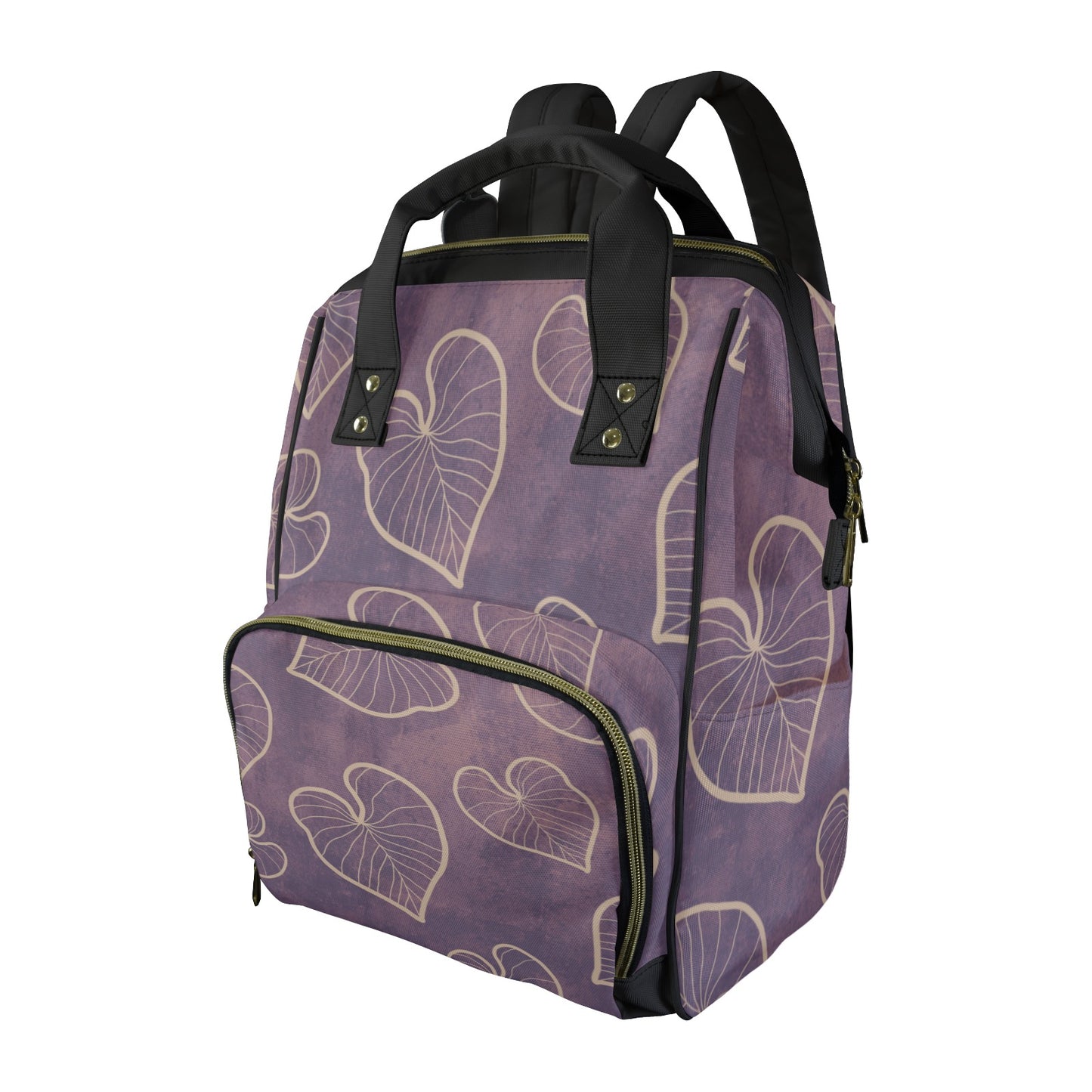 Kalo Taro Hawaiian Print Design Multi-Function Backpack - Lavender