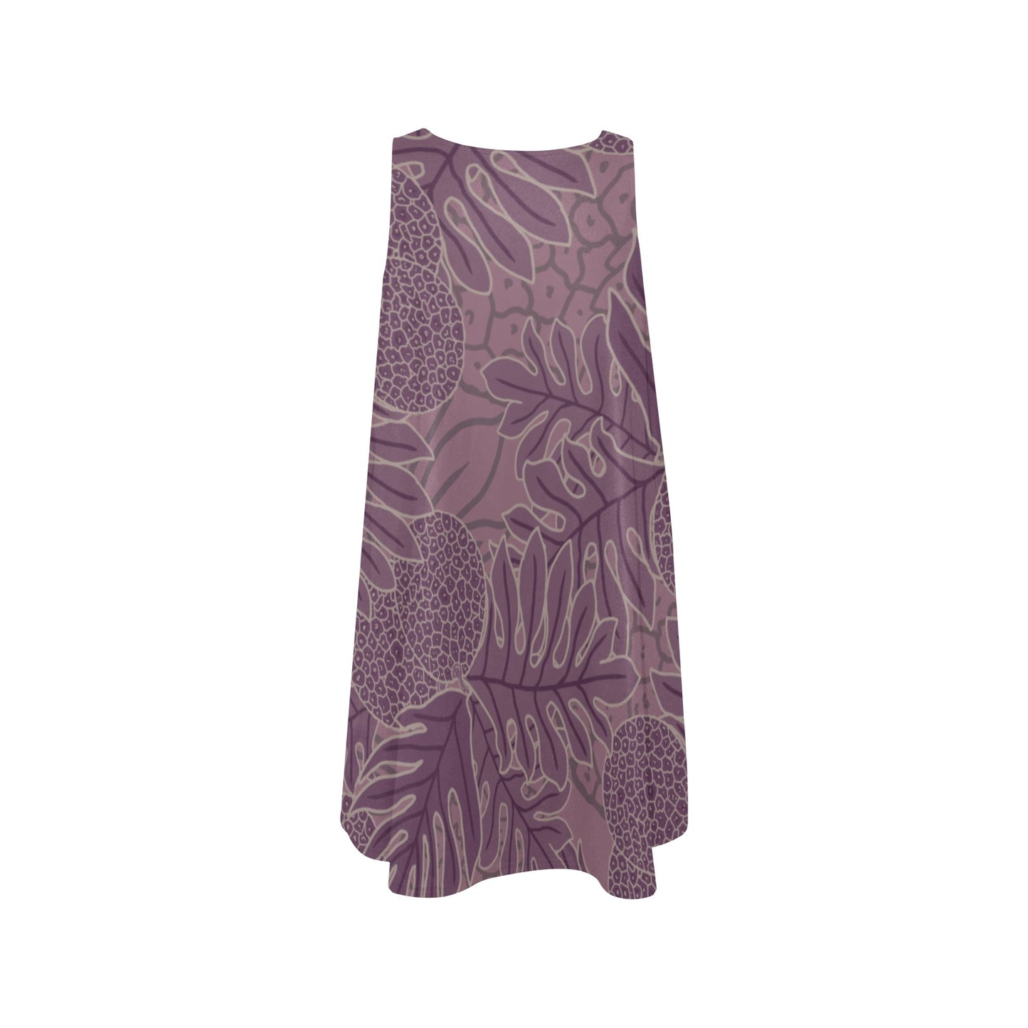 Ulu Breadfruit Hawaiian Print Sleeveless A Line Pocket Dress - Purple