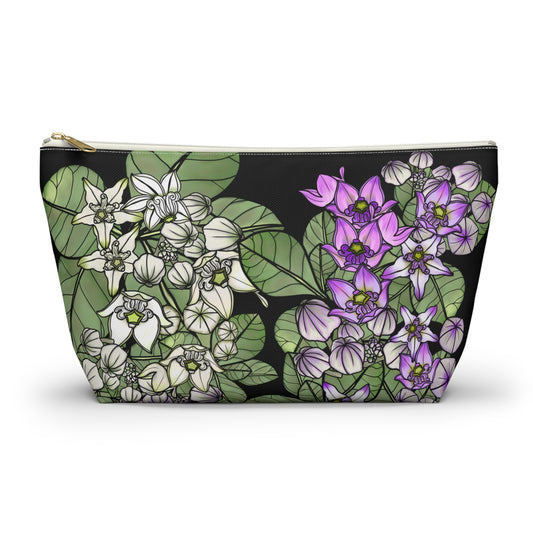 Pua Kalaunu Crown Flower Hawaiian Print - Accessory Pouch w T-bottom (purple & white flowers)