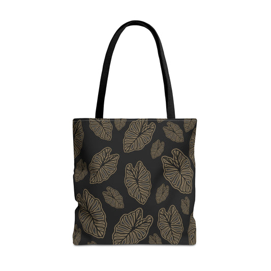 Kalo Taro Hawaiian Print Tote Bag - Black and Brown