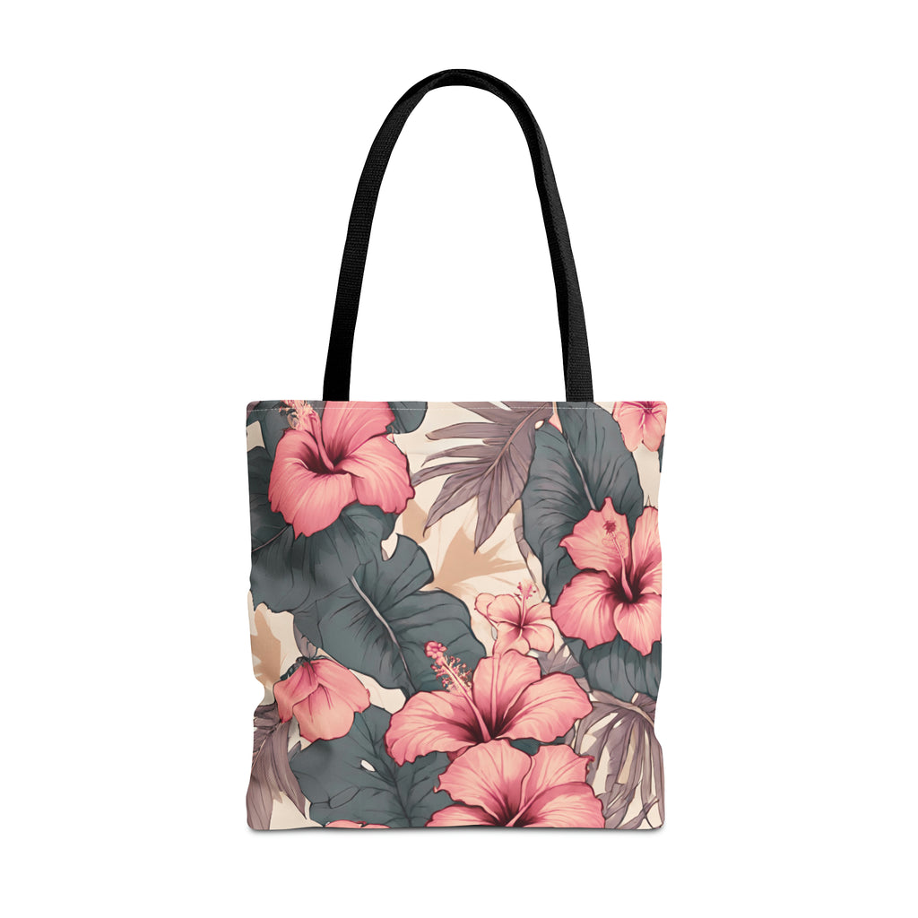 Hibiscus Tropical Hawaiian Print Tote Bag - Soft Tones
