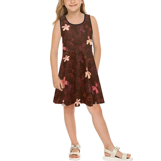 Koki'o Hibiscus Hawaiian Print - Girl's Sleeveless Dress