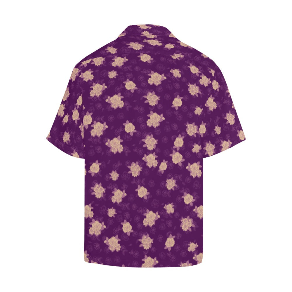 Kiele Gardenia Hawaiian Print Menʻs Aloha Shirt - Fuschia Purple