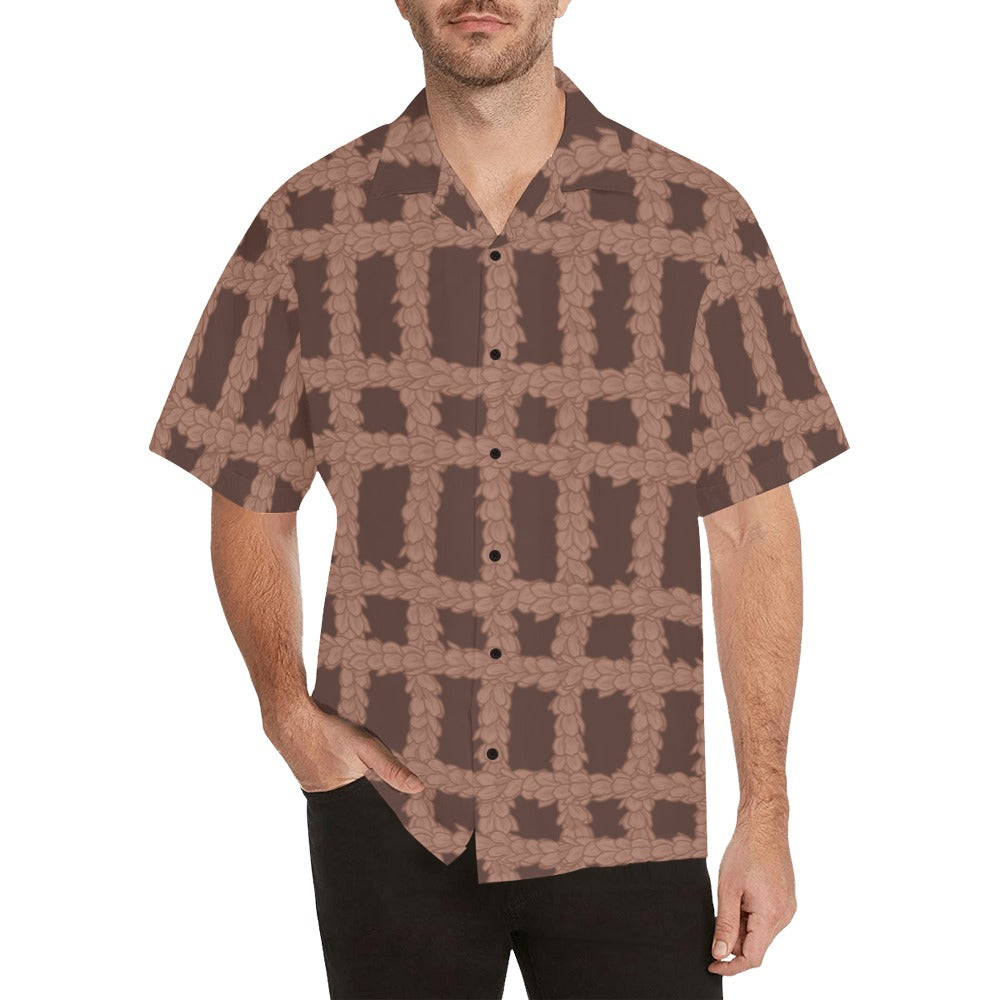 Pakalana Palaka Menʻs Aloha Shirt - Mocha Hawaiian Shirt