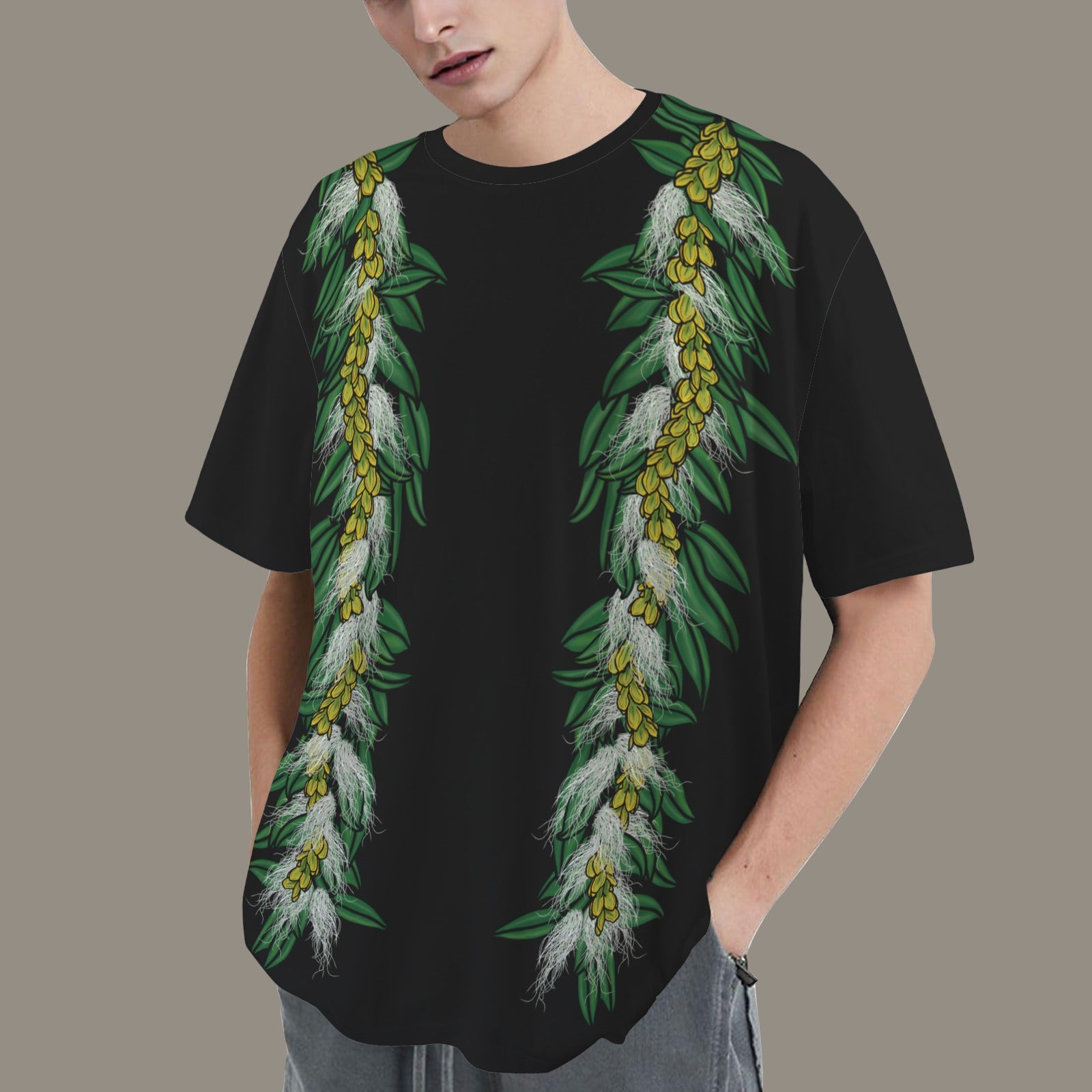 Oversized Hawaiian Lei Graphic T-Shirt | Pakalana Maile Lei
