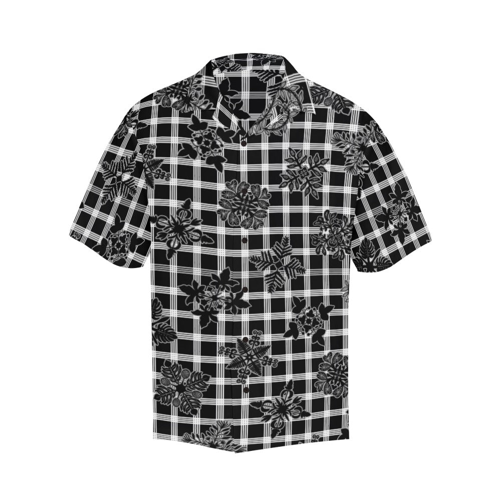 Palaka Kapa Kuiki - Menʻs Aloha Shirt, Black and White