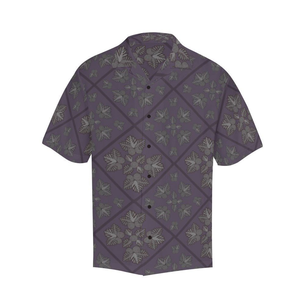 Ulu Quilt Design - Menʻs Aloha Shirt Queenʻs Purple & Gray Hawaiian Shirt