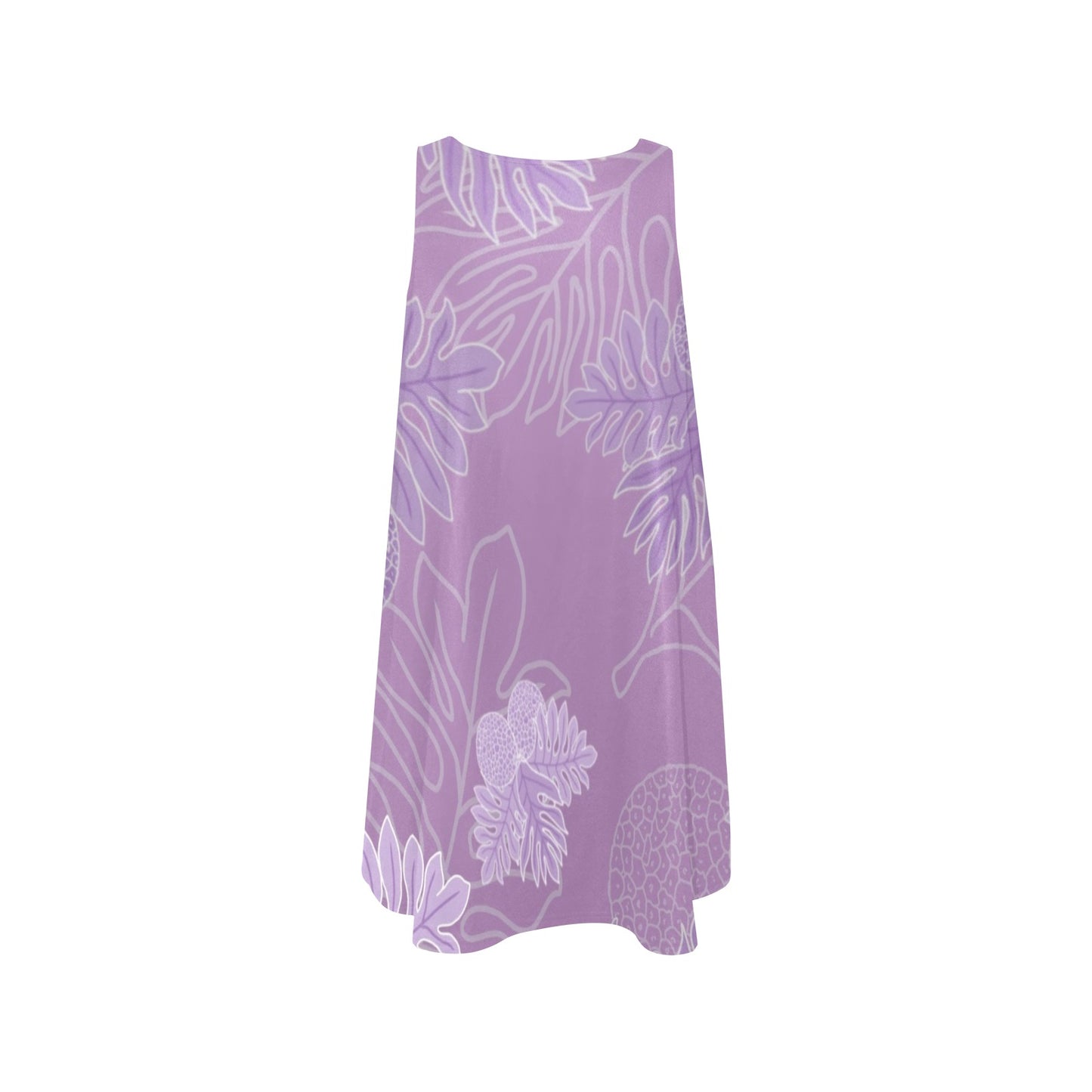 Ulu Breadfruit Hawaiian Print Sleeveless A Line Pocket Dress - Lavender