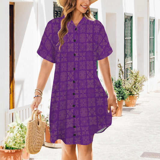 Kapa Kuiki Quilt Nani 2.0 Shirt Dress - Purple