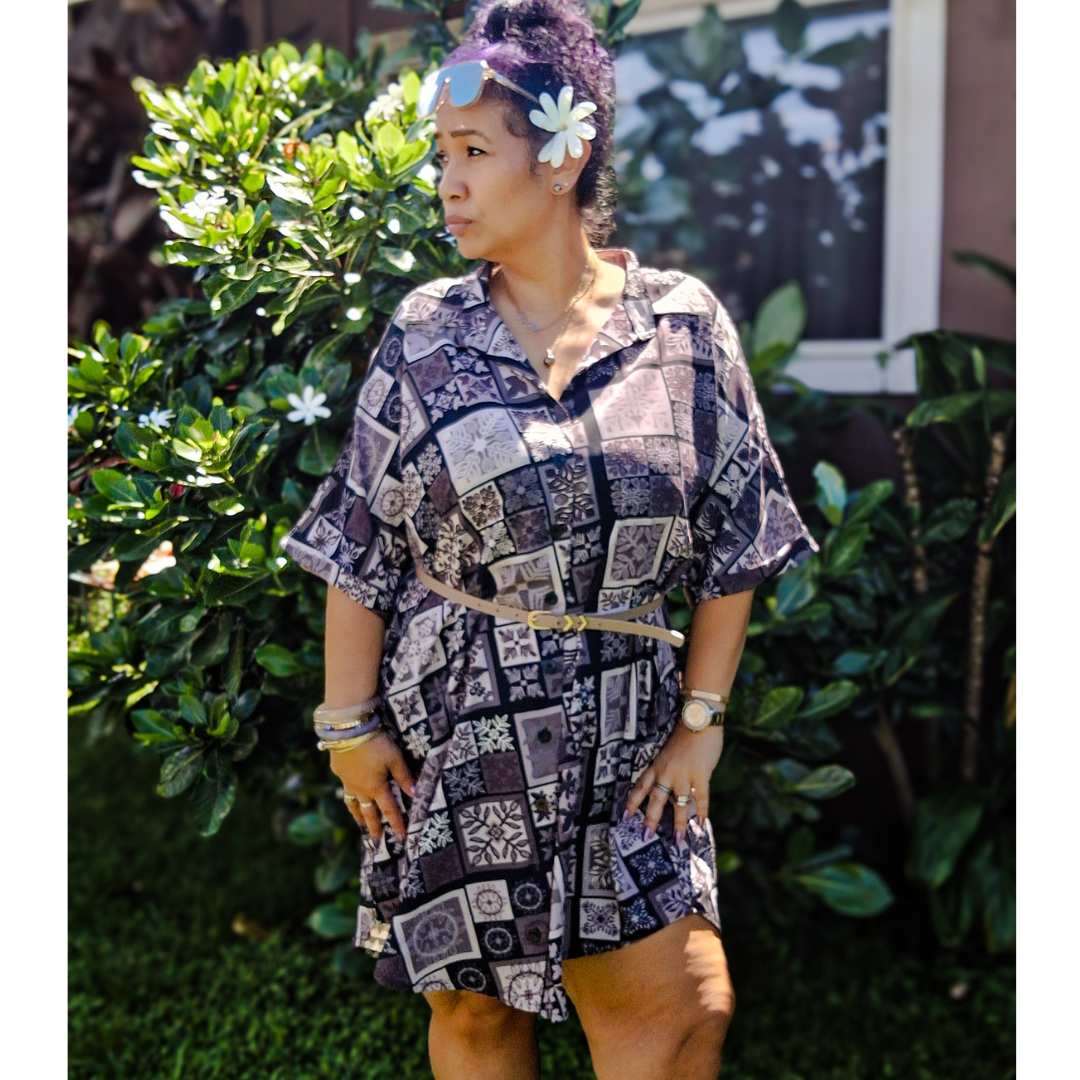 Kapa Kuiki Hawaiian Quilt Print Nani 2.0 Dress - Brown Taupe