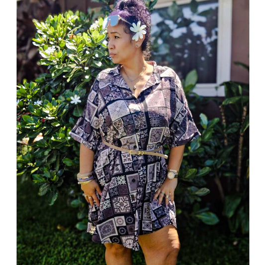 Kapa Kuiki Hawaiian Quilt Print Nani 2.0 Dress - Brown Taupe