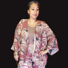 Load image into Gallery viewer, Monstera Mauve Kimono Chiffon Cover Up