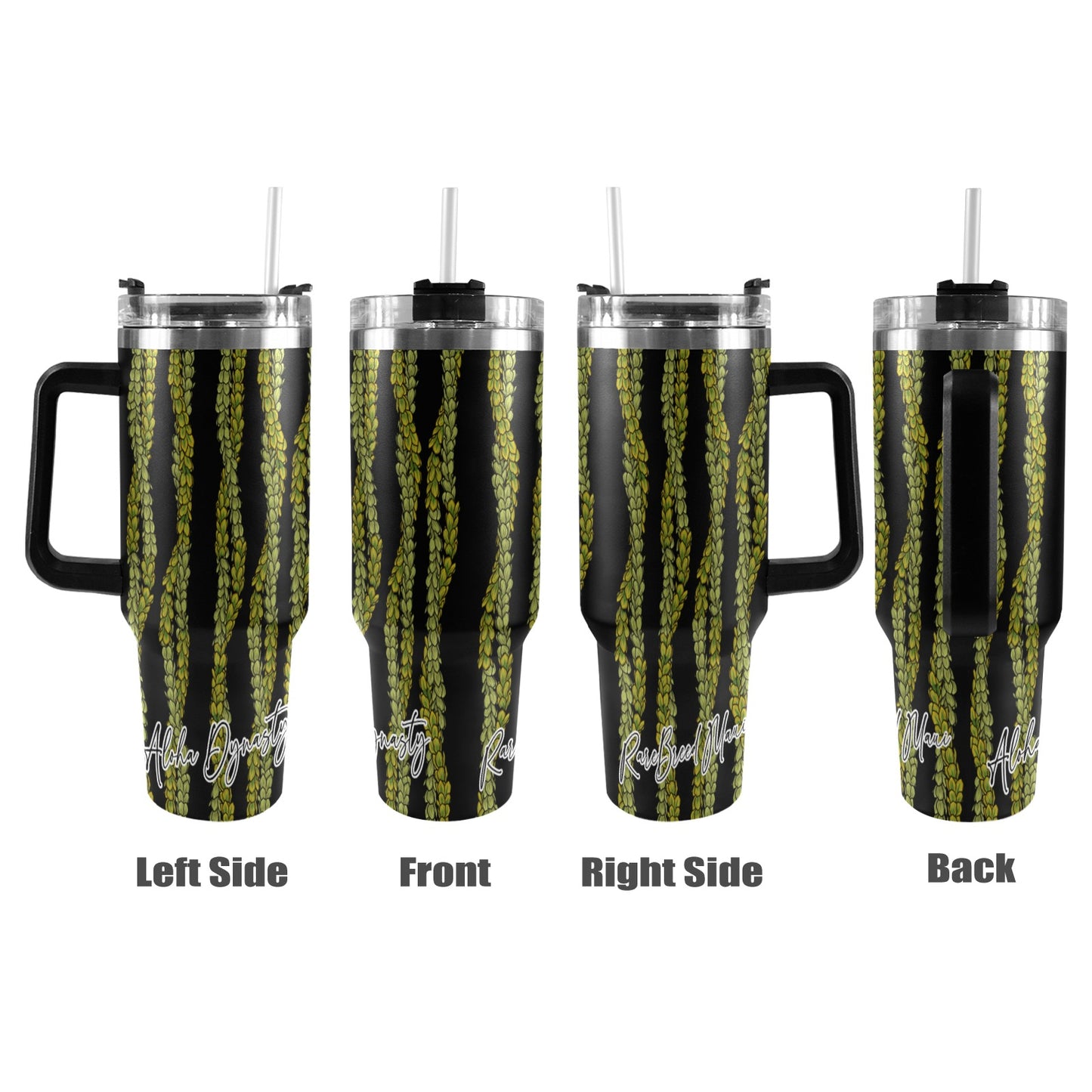 Pakalana Lei 40oz Tumbler - Black Handle (twisted lei)