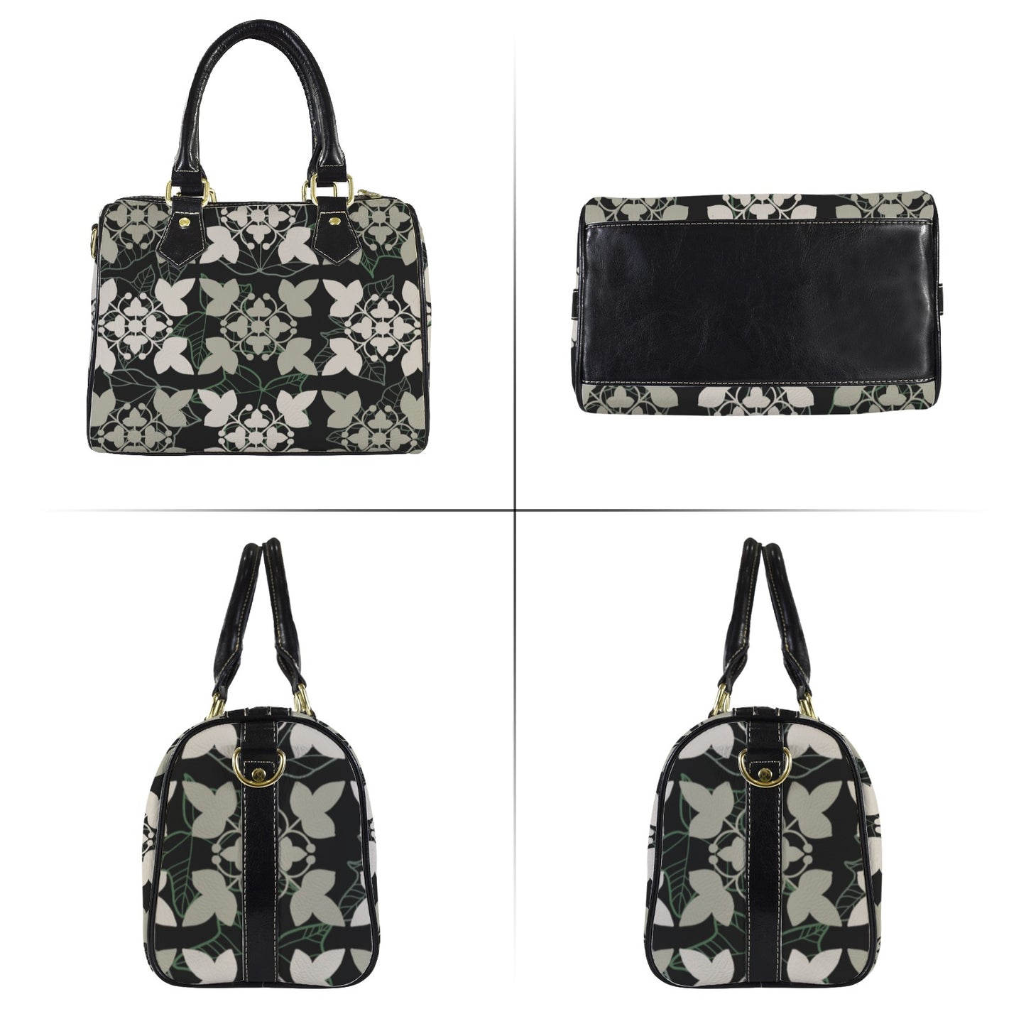 Kukui Kapa Kuiki Hawaiian Quilt Print - Kauka Faux Leather Satchel Handbag, Small