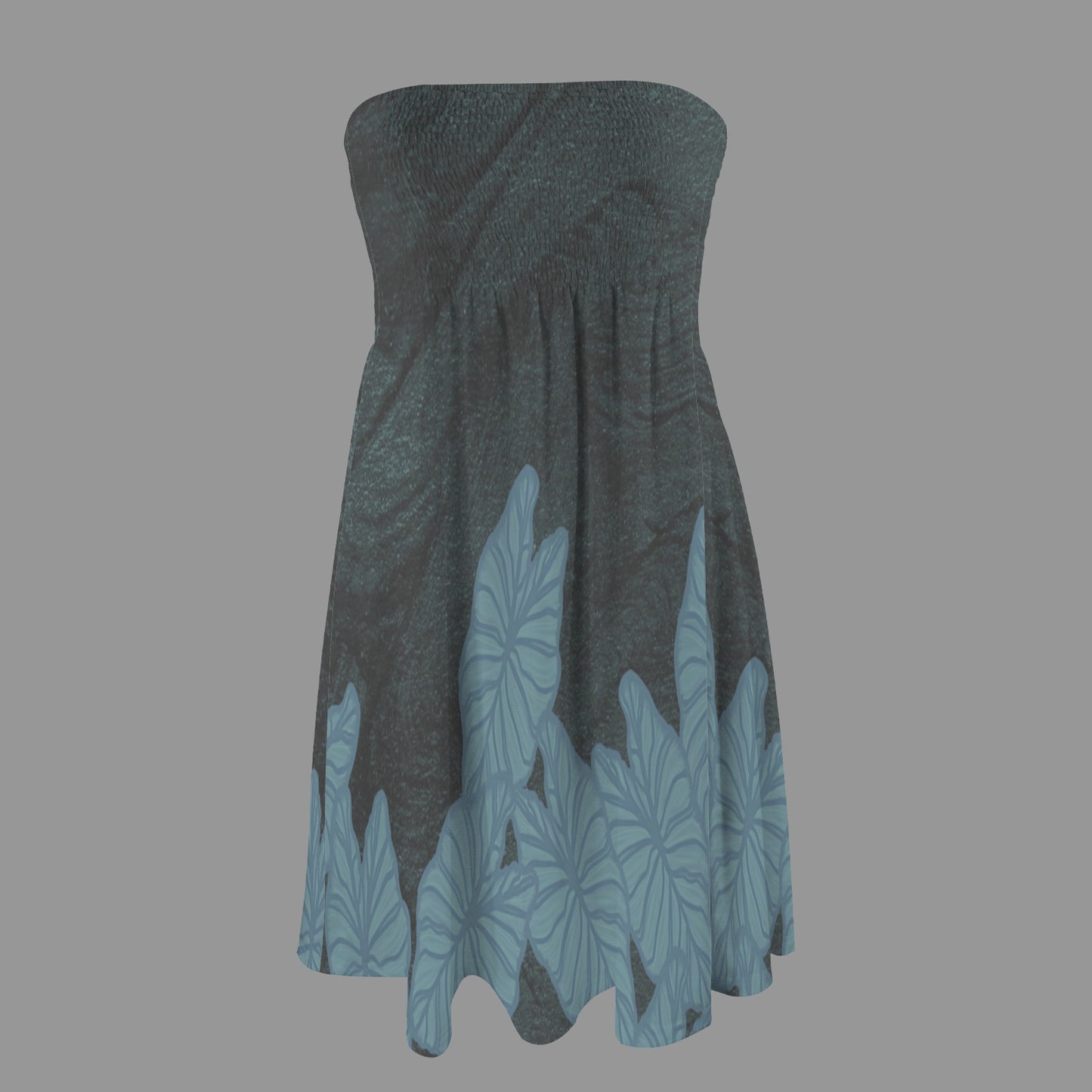Hauʻoli Strapless Tube Dress - Kalo Watercolor - Blue