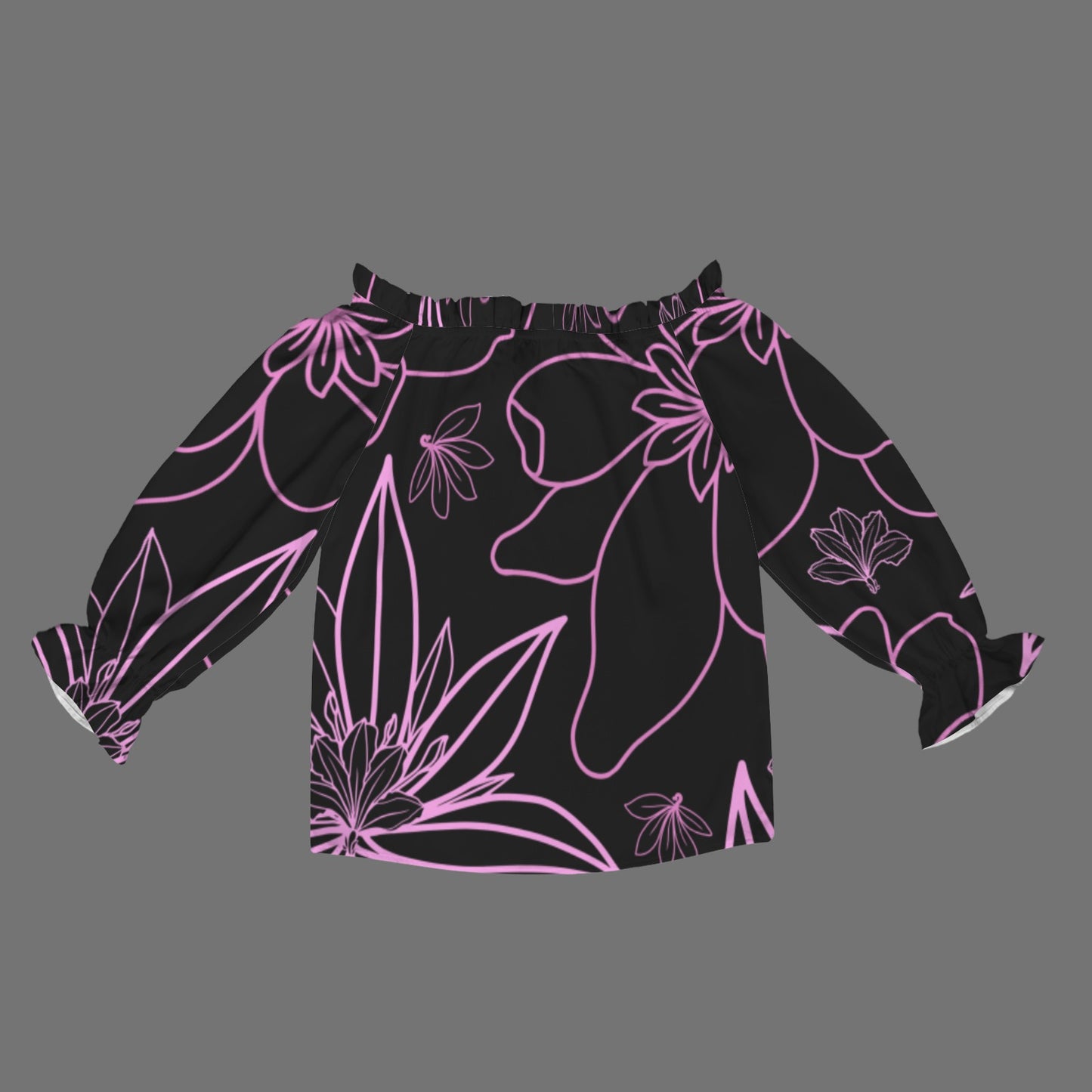 Kamalei Blouse in Naupaka - Black and Pink