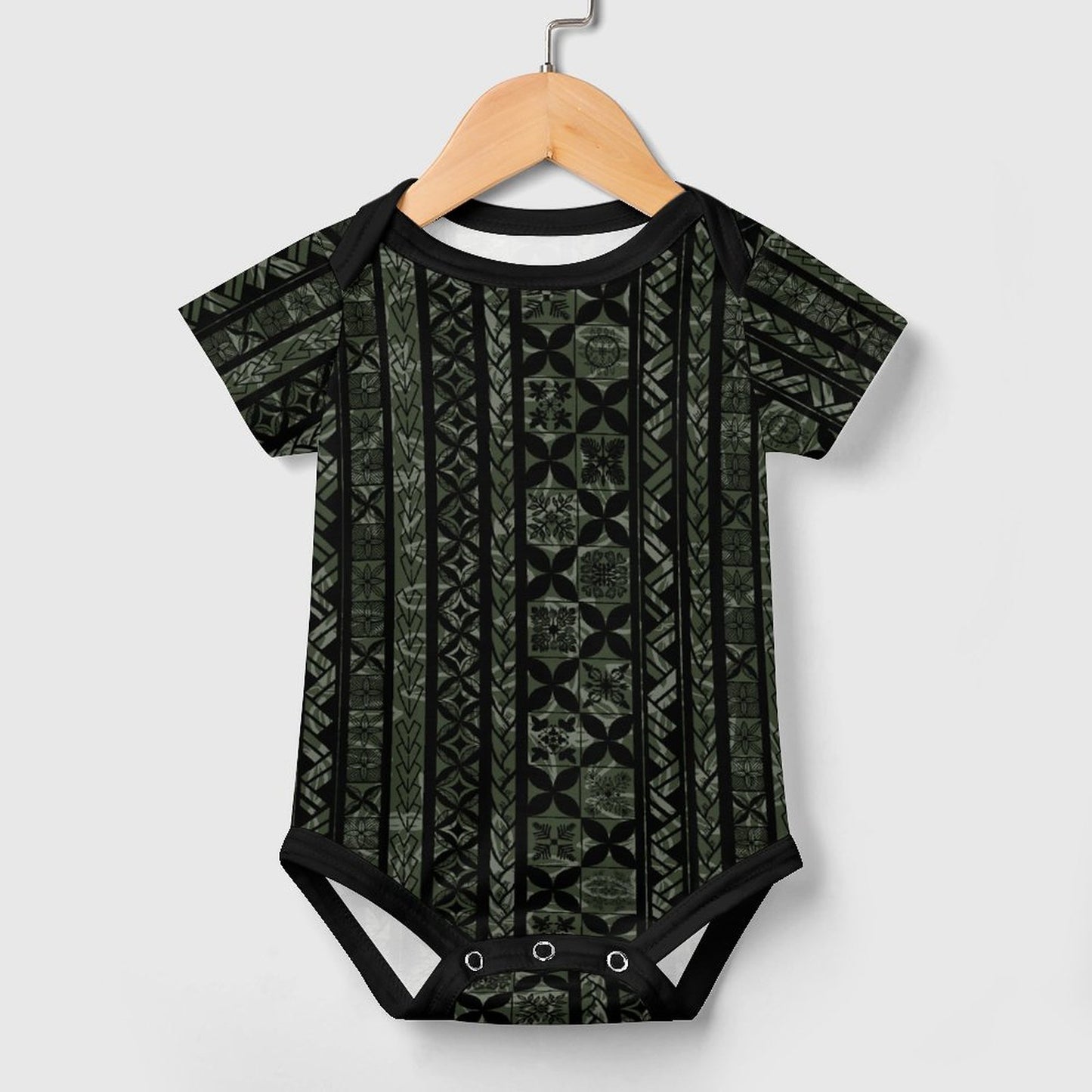 Kapa Kakau Hawaiian Print Baby Onesie - Green