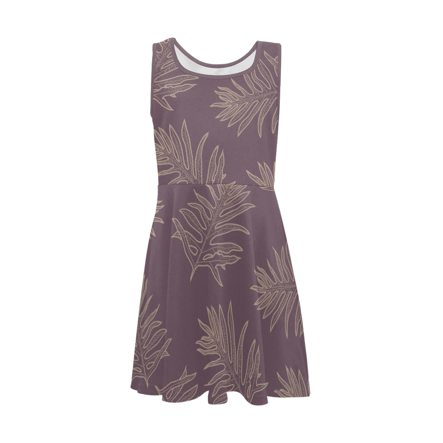 Laua'e Fern Hawaiian Print - Girl's Sleeveless Dress, Lavender