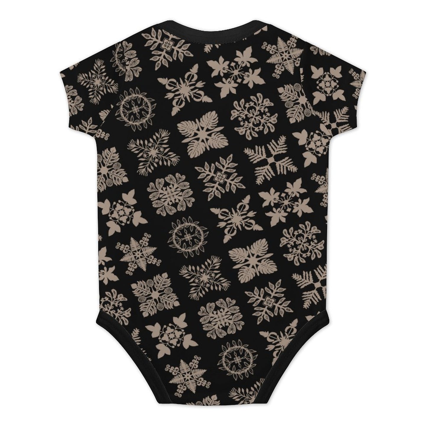 Kapa Kuiki Hawaiian Print Baby Onesie - Black and Taupe