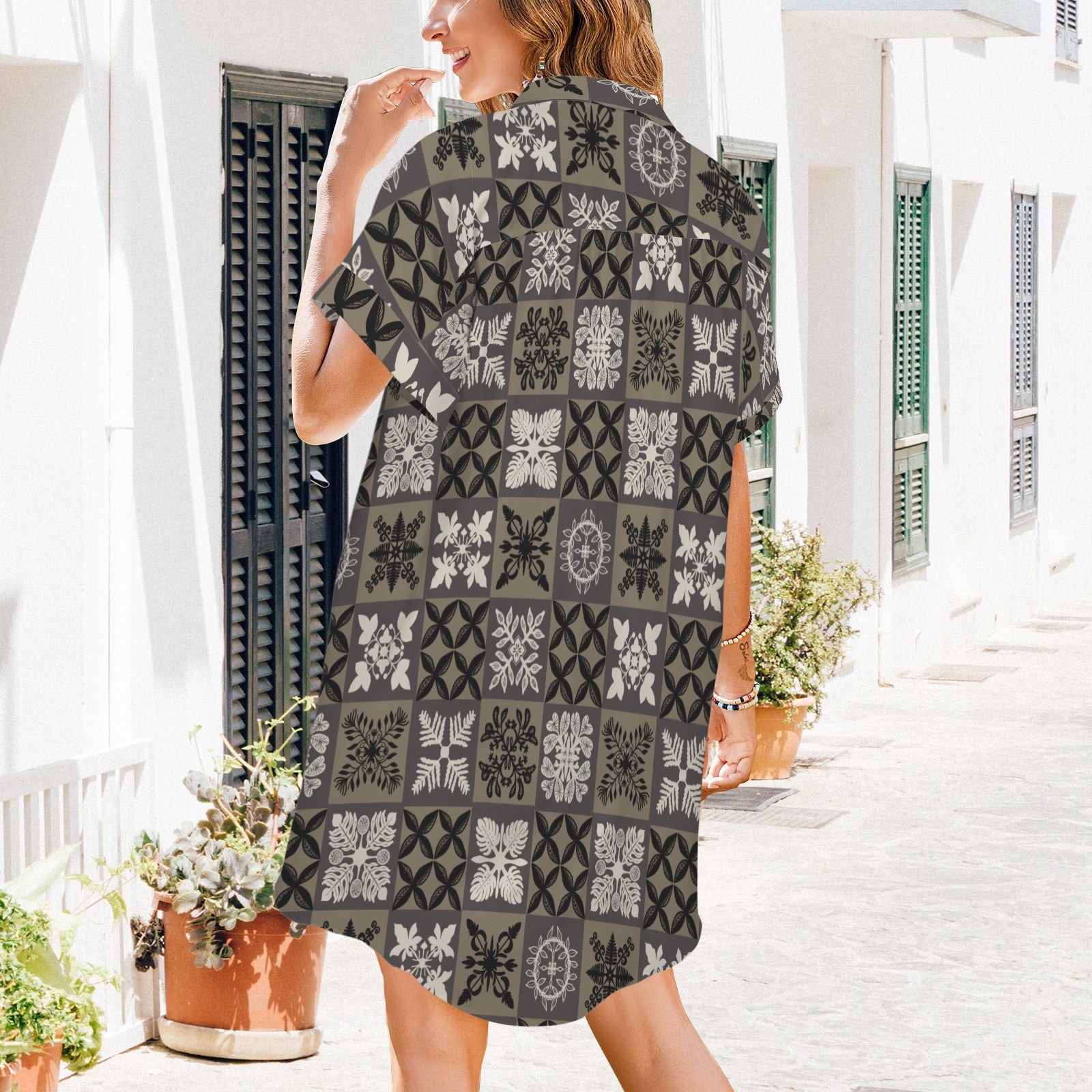 Nani 2.0 Dress - Kapa Kuiki in Taupe, Black and Gray