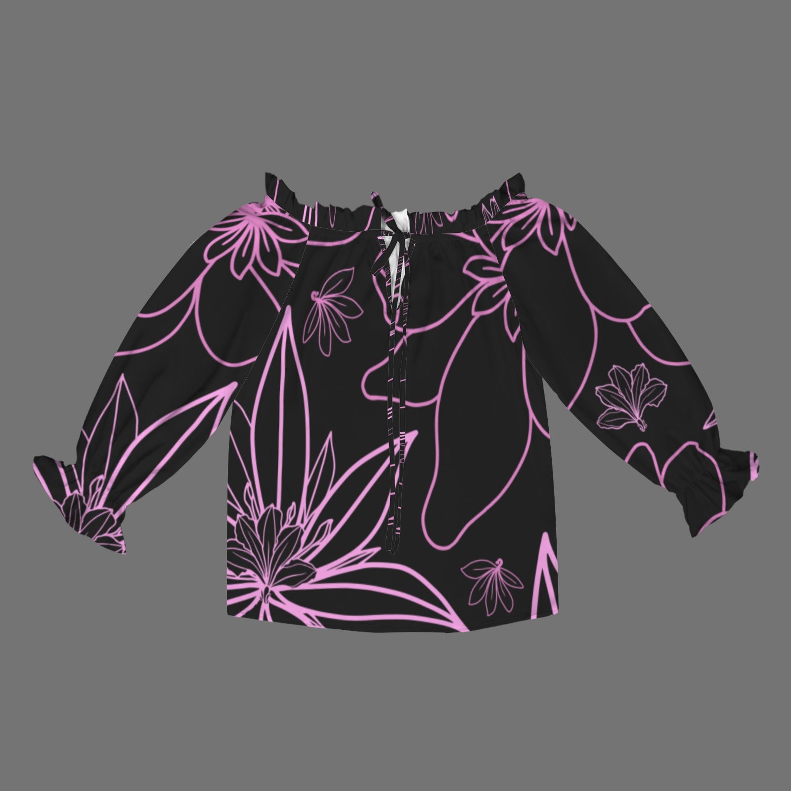 Kamalei Blouse in Naupaka - Black and Pink