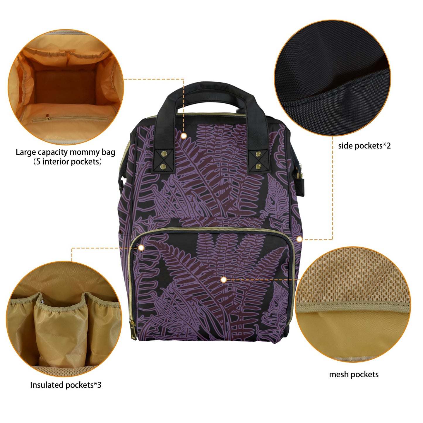 Hawaiian Fern Print Multi-Function Backpack 2.0 - Queenʻs Purple