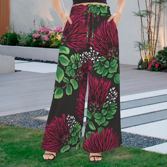 Makamae Ohia Lehua Elastic Waist Wide Leg Pants