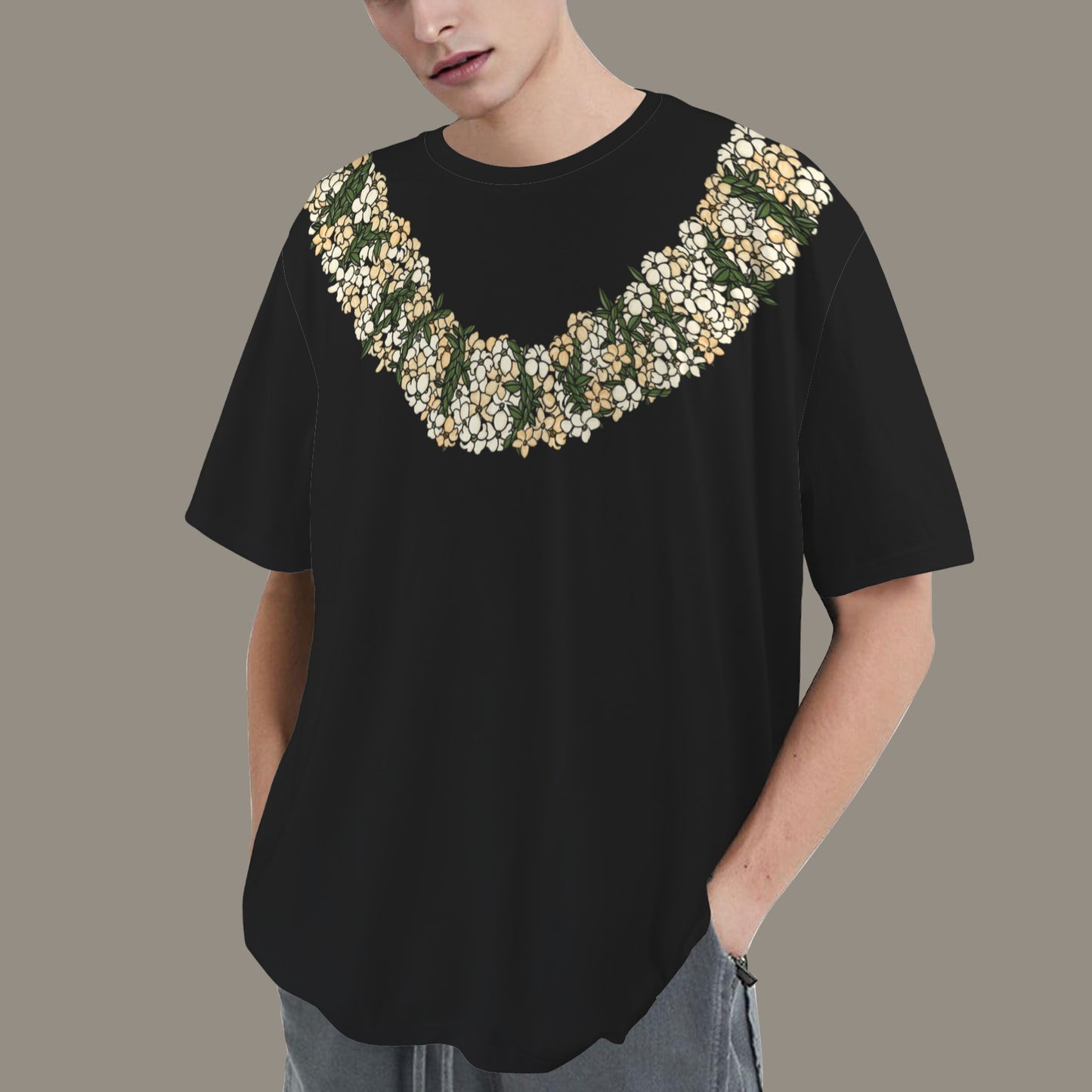 Oversized Hawaiian Lei Graphic T-Shirt | Puakenikeni Poepoe Lei