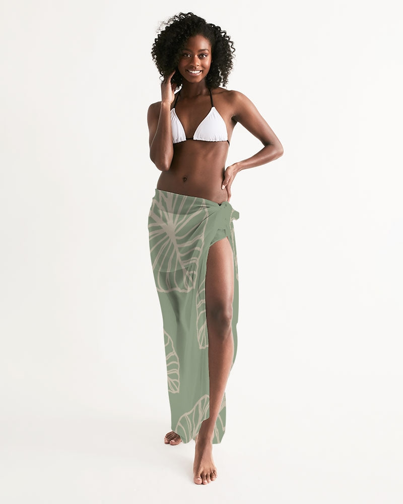 Kalo Leaf Taro Hawaiian Print Sage Green Pareo Sarong