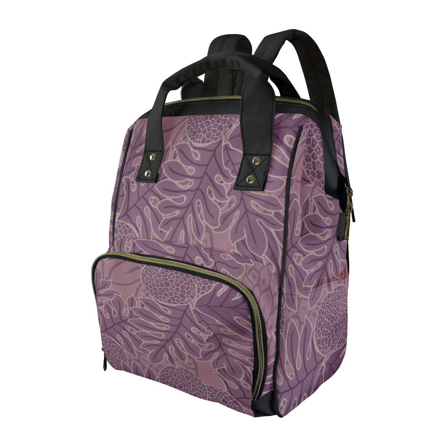 Ulu Breadfruit Hawaiian Print Multi-Function Backpack - Purple