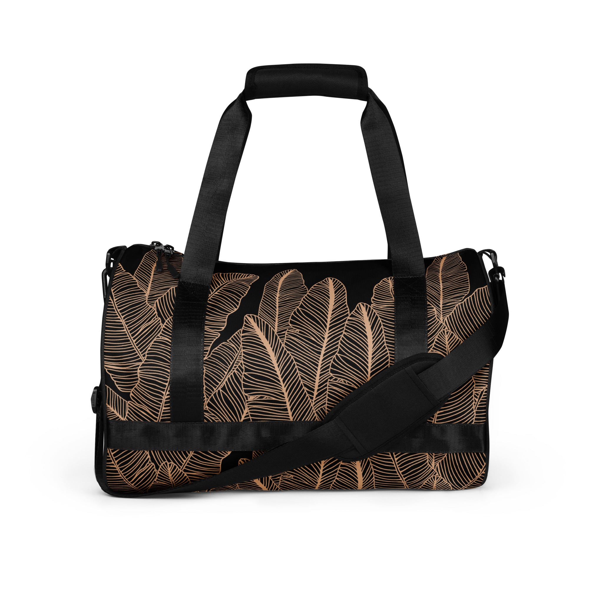 Banana Leaf Hawaiian Print Black Gym Bag | Duffle Bag