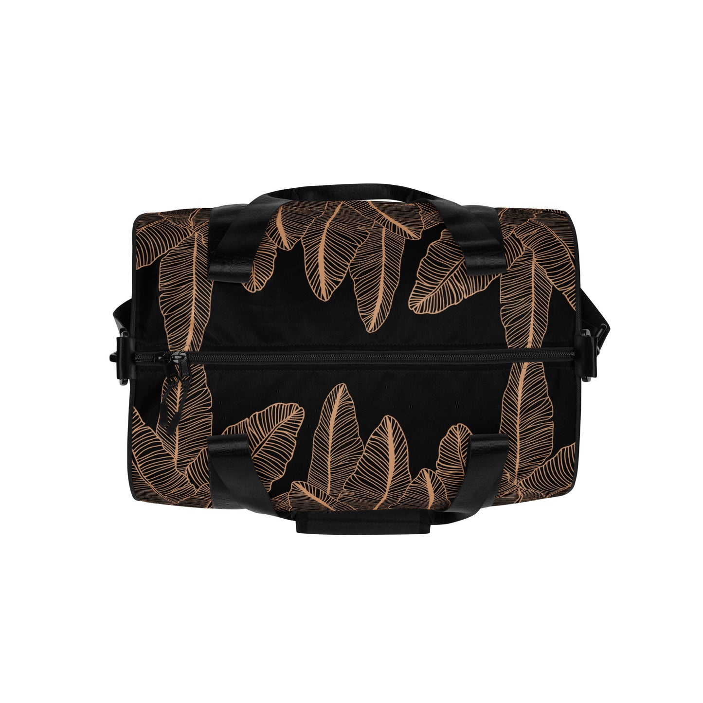 Banana Leaf Hawaiian Print Black Gym Bag | Duffle Bag